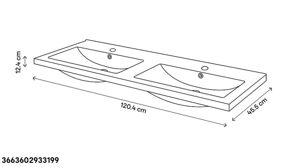 GoodHome Plan double vasque noir Nira 120 cm