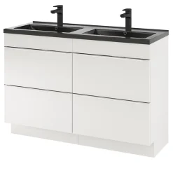 GoodHome Plan double vasque noir Nira 120 cm