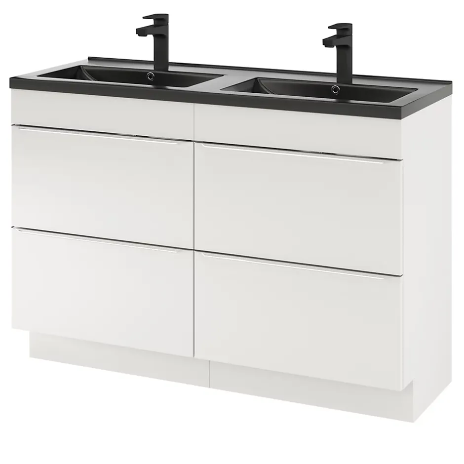 GoodHome Plan double vasque noir Nira 120 cm