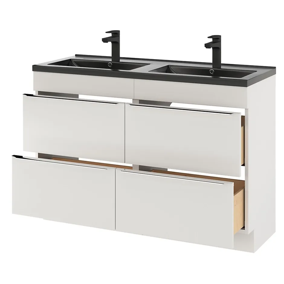 GoodHome Plan double vasque noir Nira 120 cm