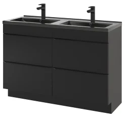 GoodHome Plan double vasque noir Nira 120 cm