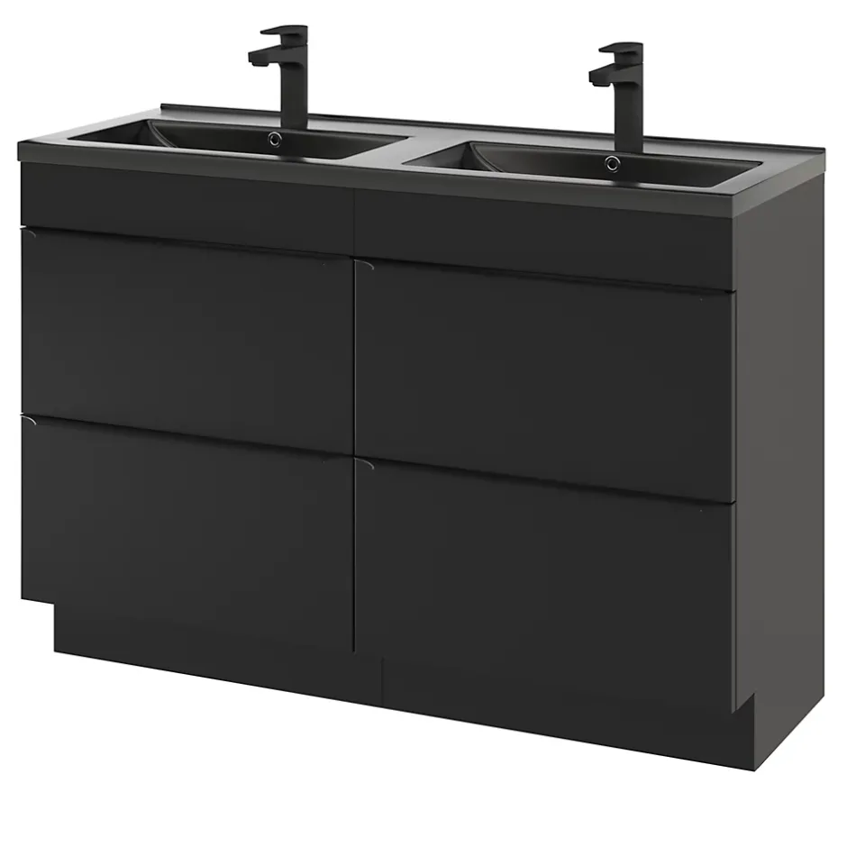 GoodHome Plan double vasque noir Nira 120 cm
