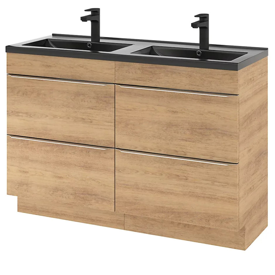 GoodHome Plan double vasque noir Nira 120 cm