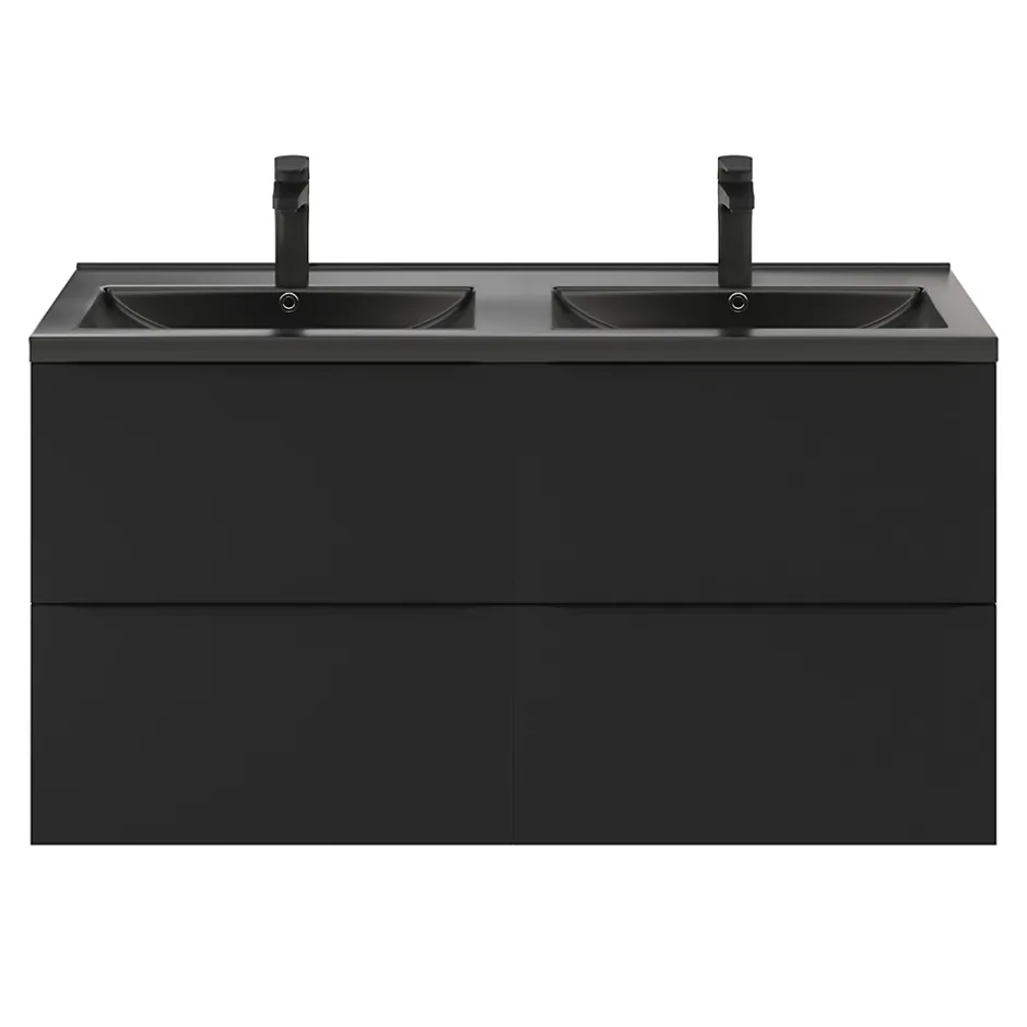 GoodHome Plan double vasque noir Nira 120 cm
