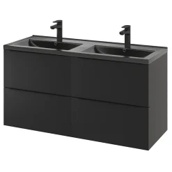 GoodHome Plan double vasque noir Nira 120 cm