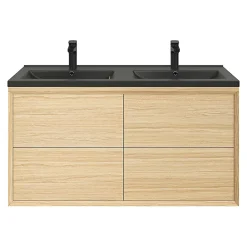 GoodHome Plan double vasque noir Nira 120 cm