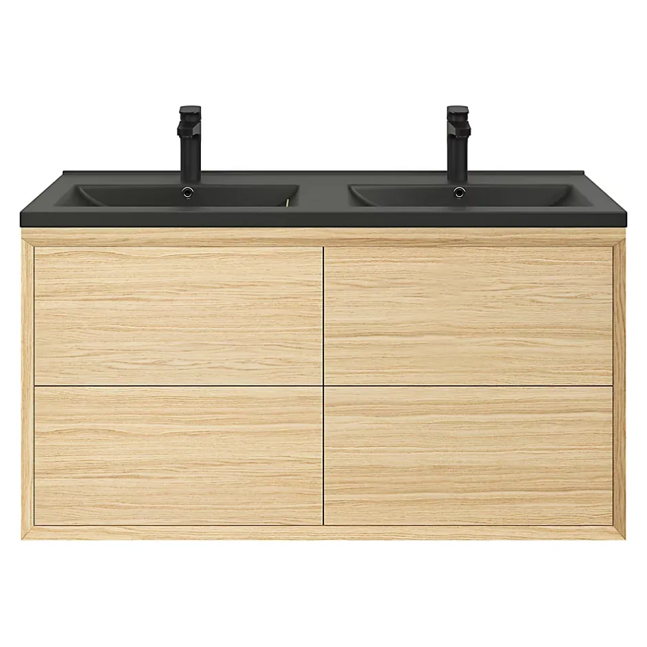 GoodHome Plan double vasque noir Nira 120 cm
