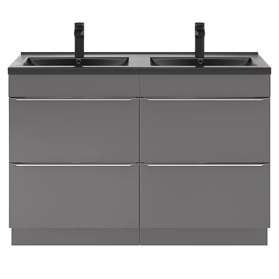 GoodHome Plan double vasque noir Nira 120 cm