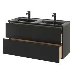 GoodHome Plan double vasque noir Nira 120 cm