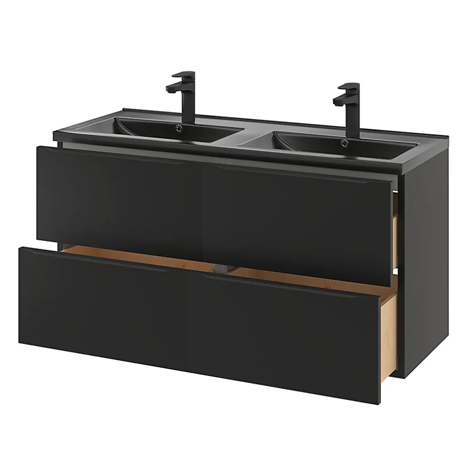 GoodHome Plan double vasque noir Nira 120 cm