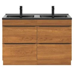 GoodHome Plan double vasque noir Nira 120 cm