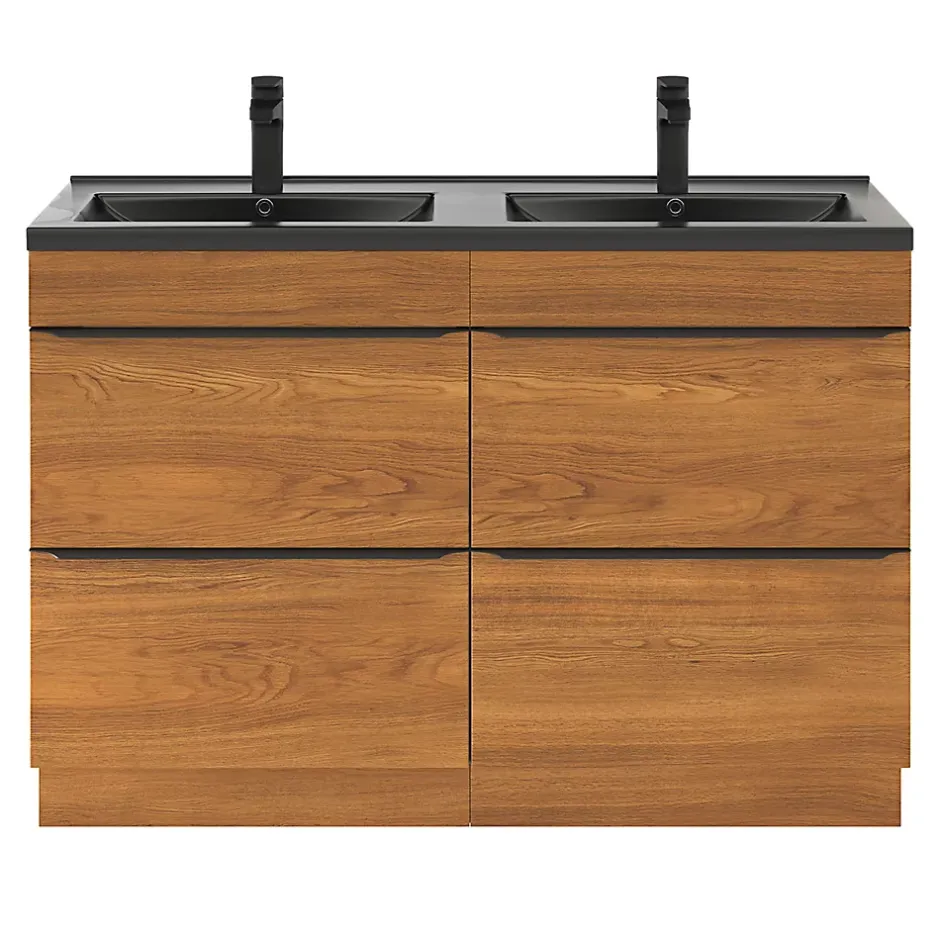GoodHome Plan double vasque noir Nira 120 cm