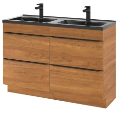 GoodHome Plan double vasque noir Nira 120 cm