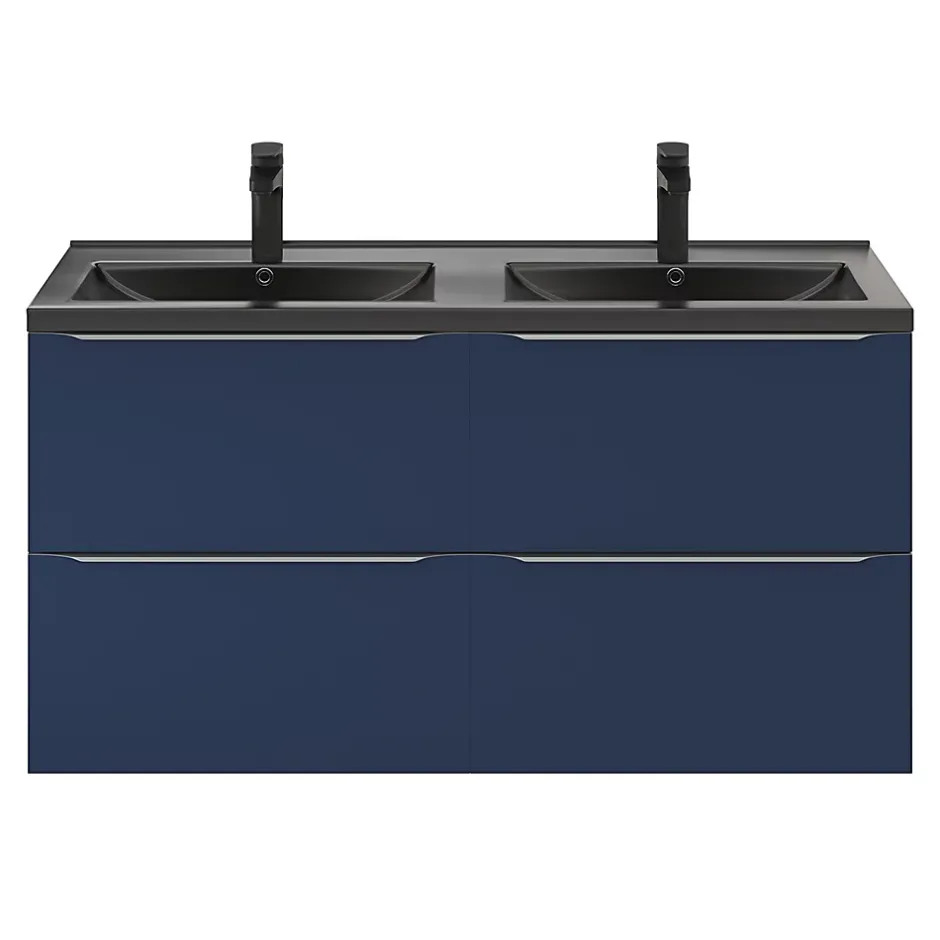 GoodHome Plan double vasque noir Nira 120 cm