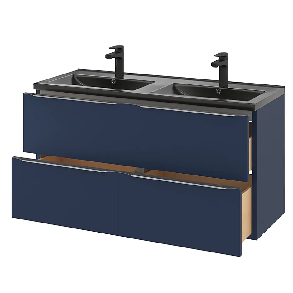 GoodHome Plan double vasque noir Nira 120 cm