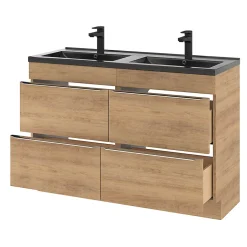 GoodHome Plan double vasque noir Nira 120 cm