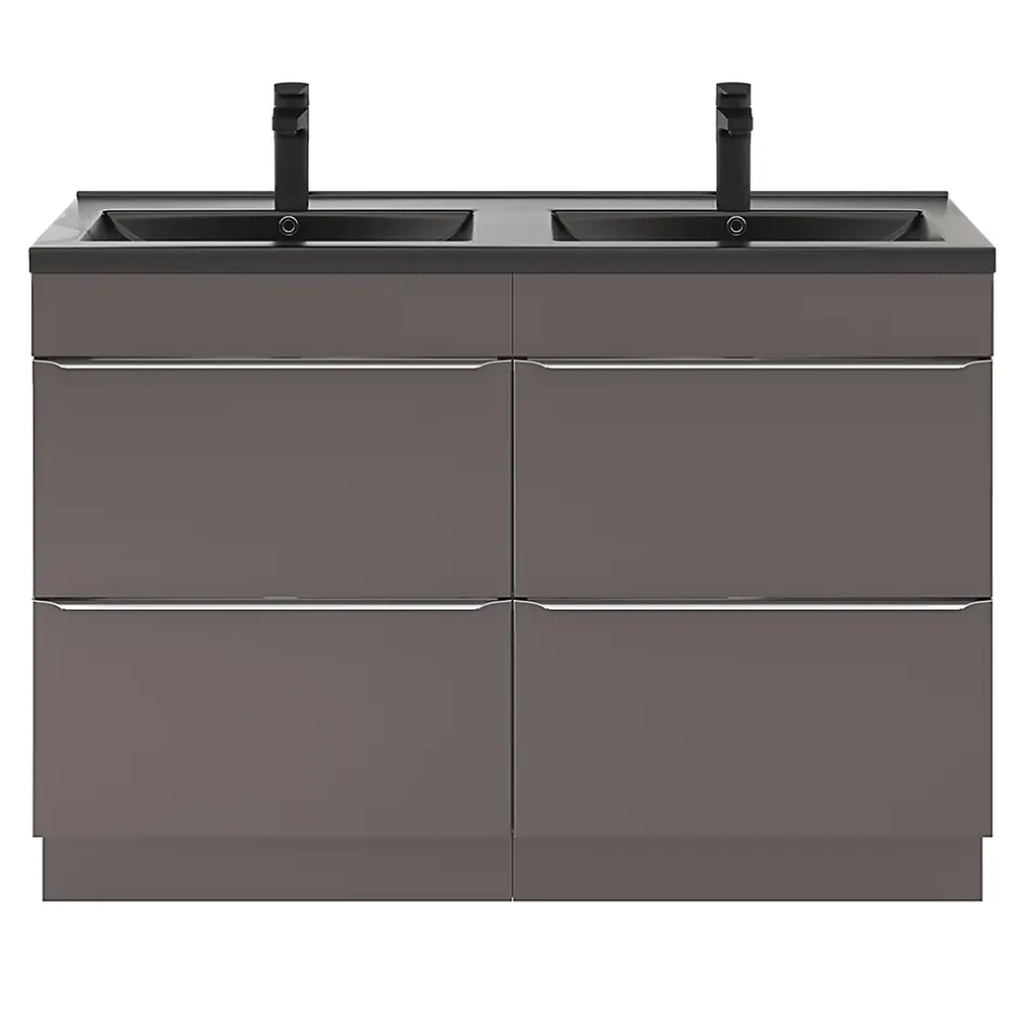 GoodHome Plan double vasque noir Nira 120 cm