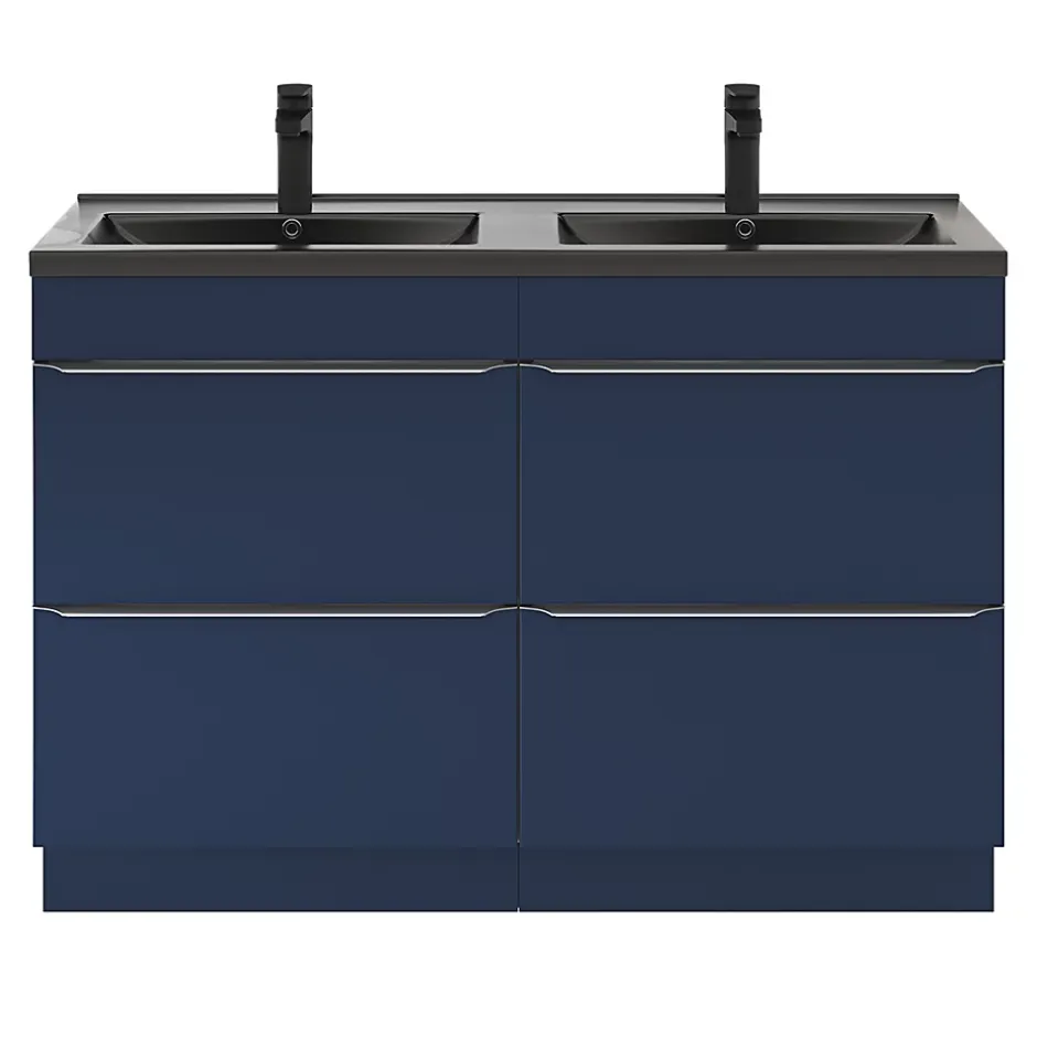 GoodHome Plan double vasque noir Nira 120 cm