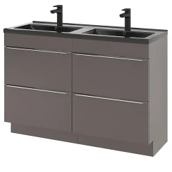 GoodHome Plan double vasque noir Nira 120 cm