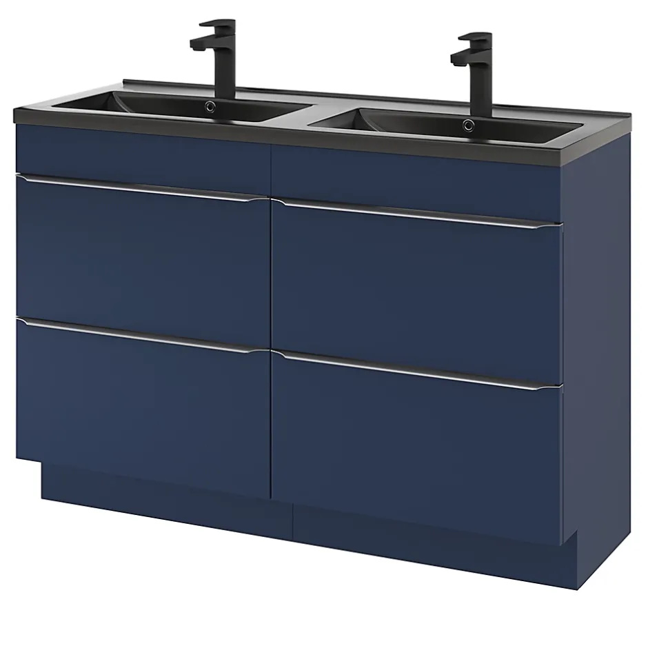 GoodHome Plan double vasque noir Nira 120 cm