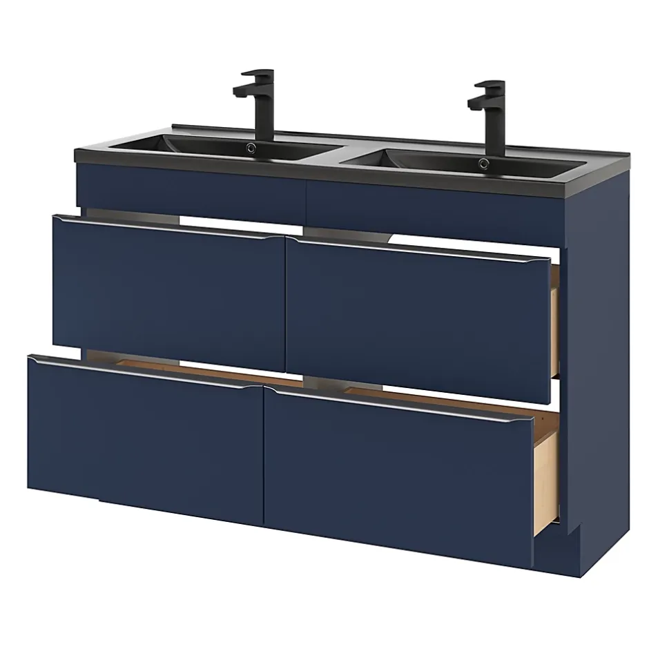 GoodHome Plan double vasque noir Nira 120 cm