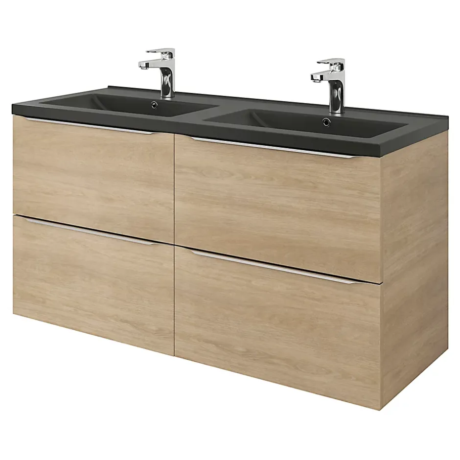 GoodHome Plan double vasque noir Nira 120 cm