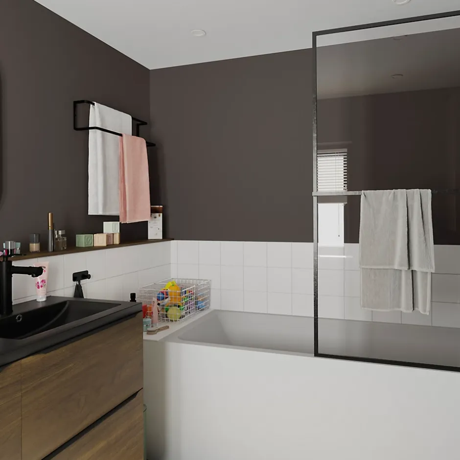 GoodHome Plan double vasque noir Nira 120 cm