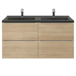 GoodHome Plan double vasque noir Nira 120 cm