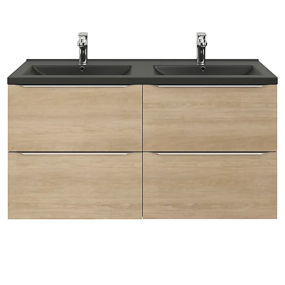 GoodHome Plan double vasque noir Nira 120 cm