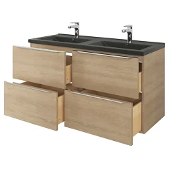 GoodHome Plan double vasque noir Nira 120 cm