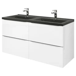 GoodHome Plan double vasque noir Nira 120 cm