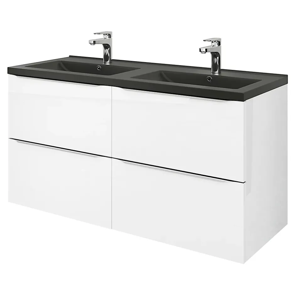 GoodHome Plan double vasque noir Nira 120 cm