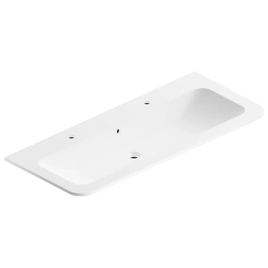 Plan simple vasque à encastrer résine blanc mat Alba 121 cm* Plan Simple Vasque