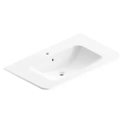 Plan simple vasque à encastrer l.86 cm résine blanc brillant, Alba* Plan Simple Vasque