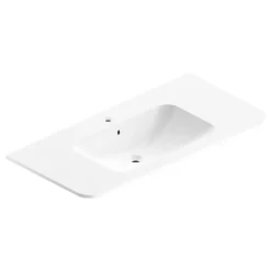 Plan simple vasque à encastrer résine blanc brillant Alba version centre 106 cm