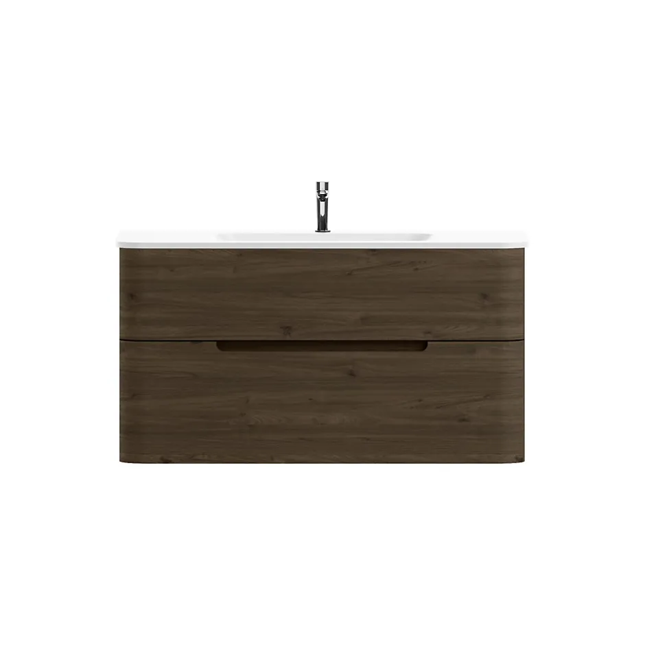 Plan simple vasque à encastrer résine blanc brillant Alba version centre 106 cm