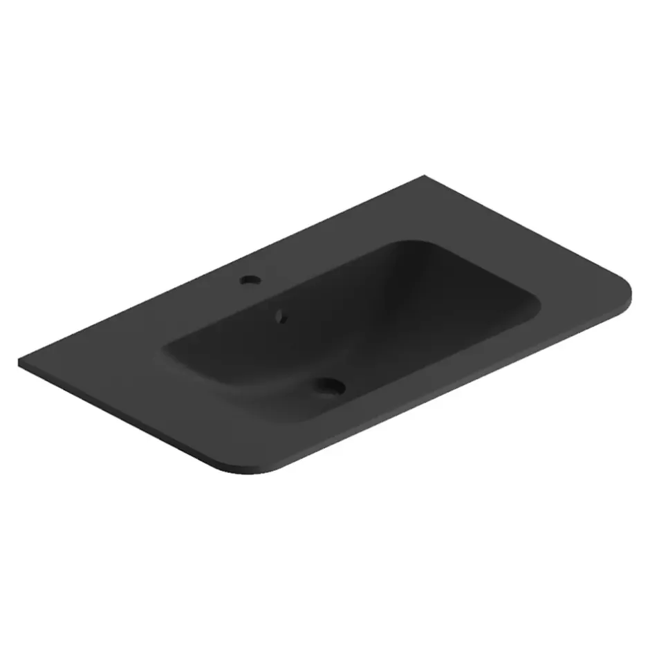 Plan simple vasque à encastrer résine noir mat Alba 86 cm
