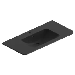 Plan simple vasque à encastrer résine noir mat Alba version centre 106 cm* Plan Simple Vasque