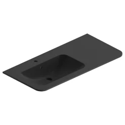 Plan simple vasque à gauche à encastrer résine noir mat Alba 106 cm