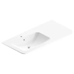 Plan simple vasque à gauche à encastrer résine blanc brillant l.106 cm, Alba