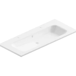 Ipiemme SRL Plan simple vasque blanc en résine l.120 cm pour 2 robinets, Pura+