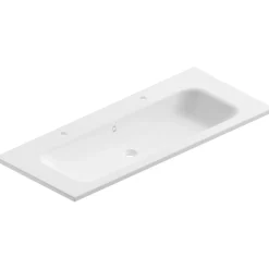Ipiemme SRL Plan simple vasque blanc mat en résine 120 cm pour 2 robinets, Pura+