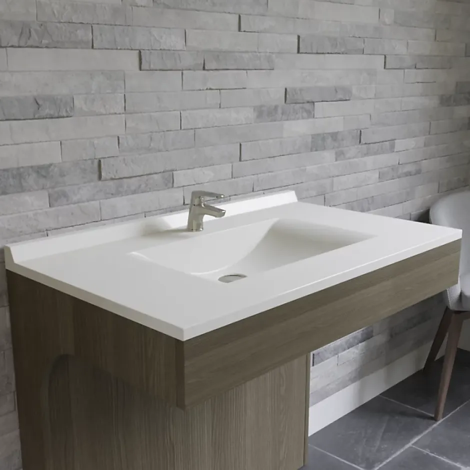 Cuisibane Plan simple vasque en résine de synthèse RESIPLAN - 90 cm* Plan Simple Vasque