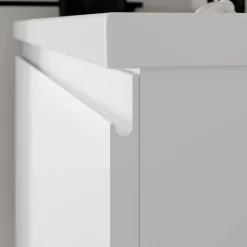 GoodHome Plan simple vasque l.80,6 x H.12,3 x P.45,2 cm, en céramique blanche, levanna* Plan Simple Vasque