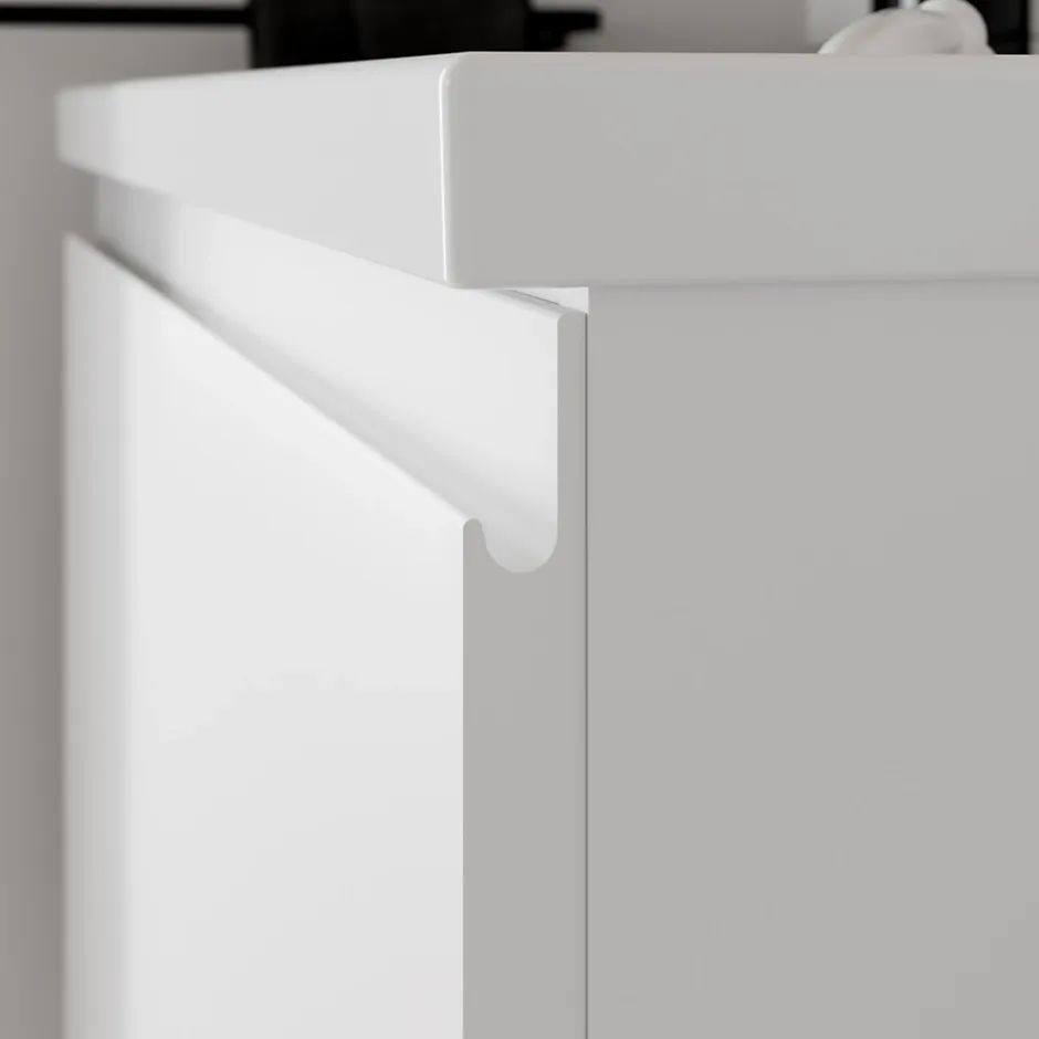 GoodHome Plan simple vasque l.80,6 x H.12,3 x P.45,2 cm, en céramique blanche, levanna* Plan Simple Vasque