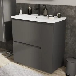 GoodHome Plan simple vasque l.80,6 x H.12,3 x P.45,2 cm, en céramique blanche, levanna* Plan Simple Vasque