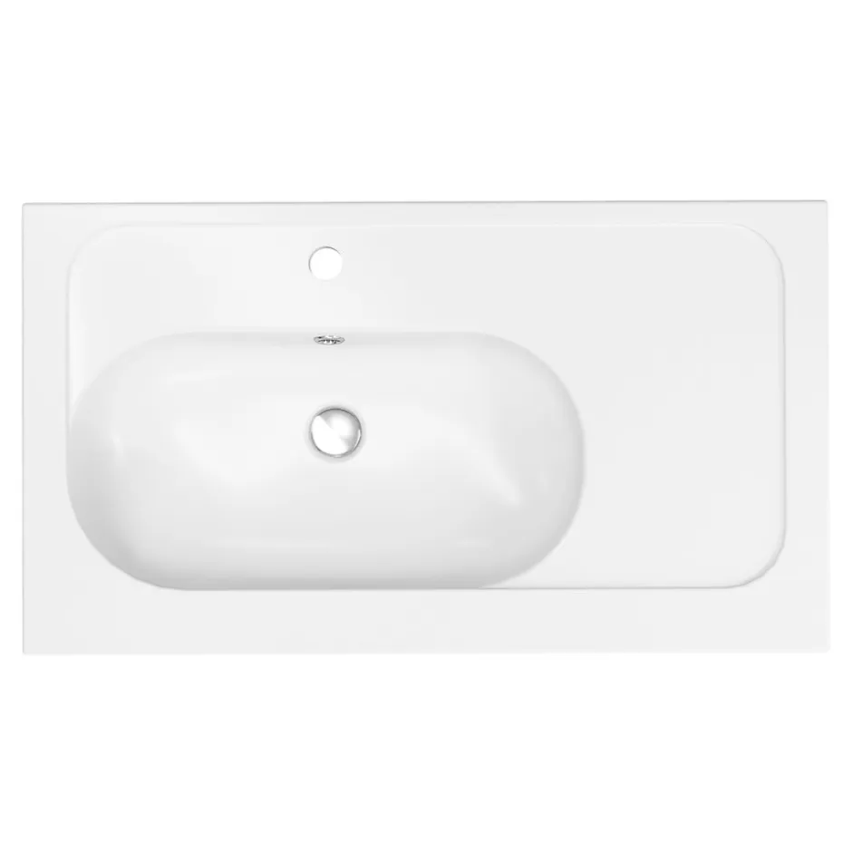GoodHome Plan simple vasque l.80,6 x H.12,3 x P.45,2 cm, en céramique blanche, levanna* Plan Simple Vasque