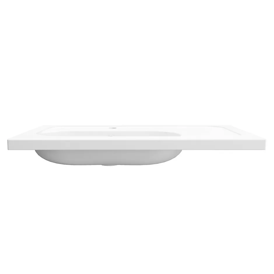 GoodHome Plan simple vasque l.80,6 x H.12,3 x P.45,2 cm, en céramique blanche, levanna* Plan Simple Vasque