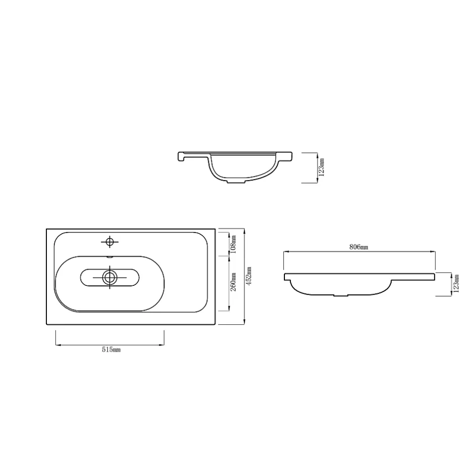 GoodHome Plan simple vasque l.80,6 x H.12,3 x P.45,2 cm, en céramique blanche, levanna* Plan Simple Vasque