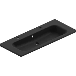 Ipiemme SRL Plan simple vasque noir en résine l.120 cm pour 2 robinets, Pura+